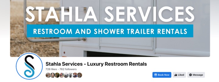 Stahla Services logo with restroom and shower trailer info.