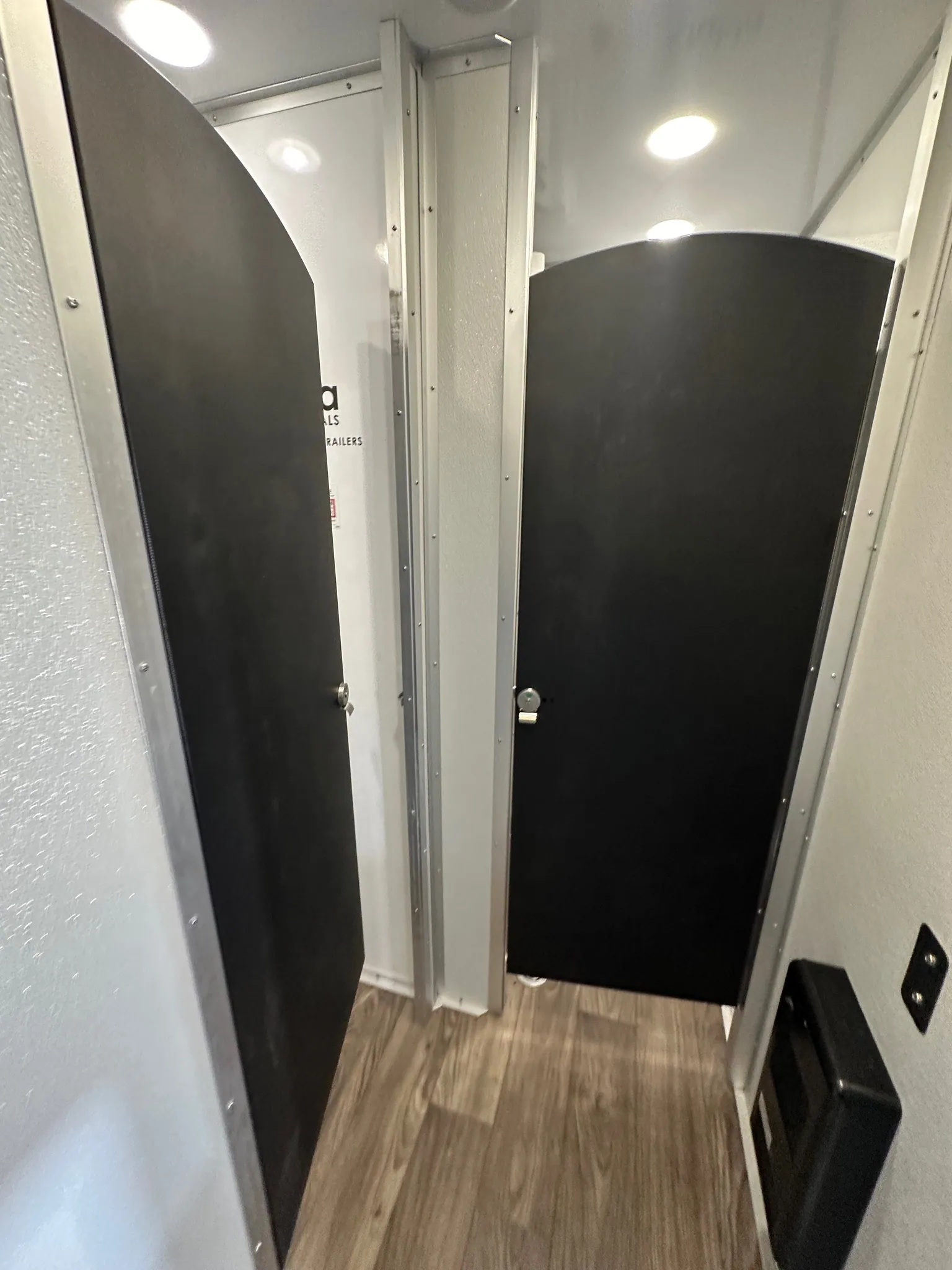 Restroom trailer — interior for a Stahla job