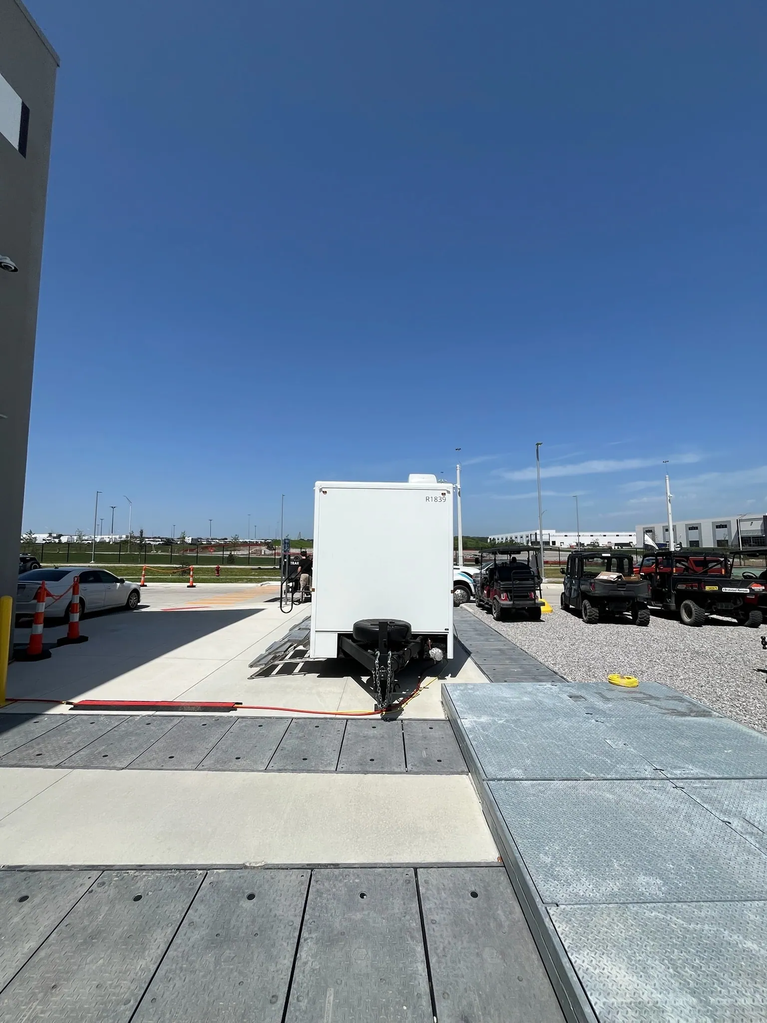 Restroom trailer — on site for a Stahla job
