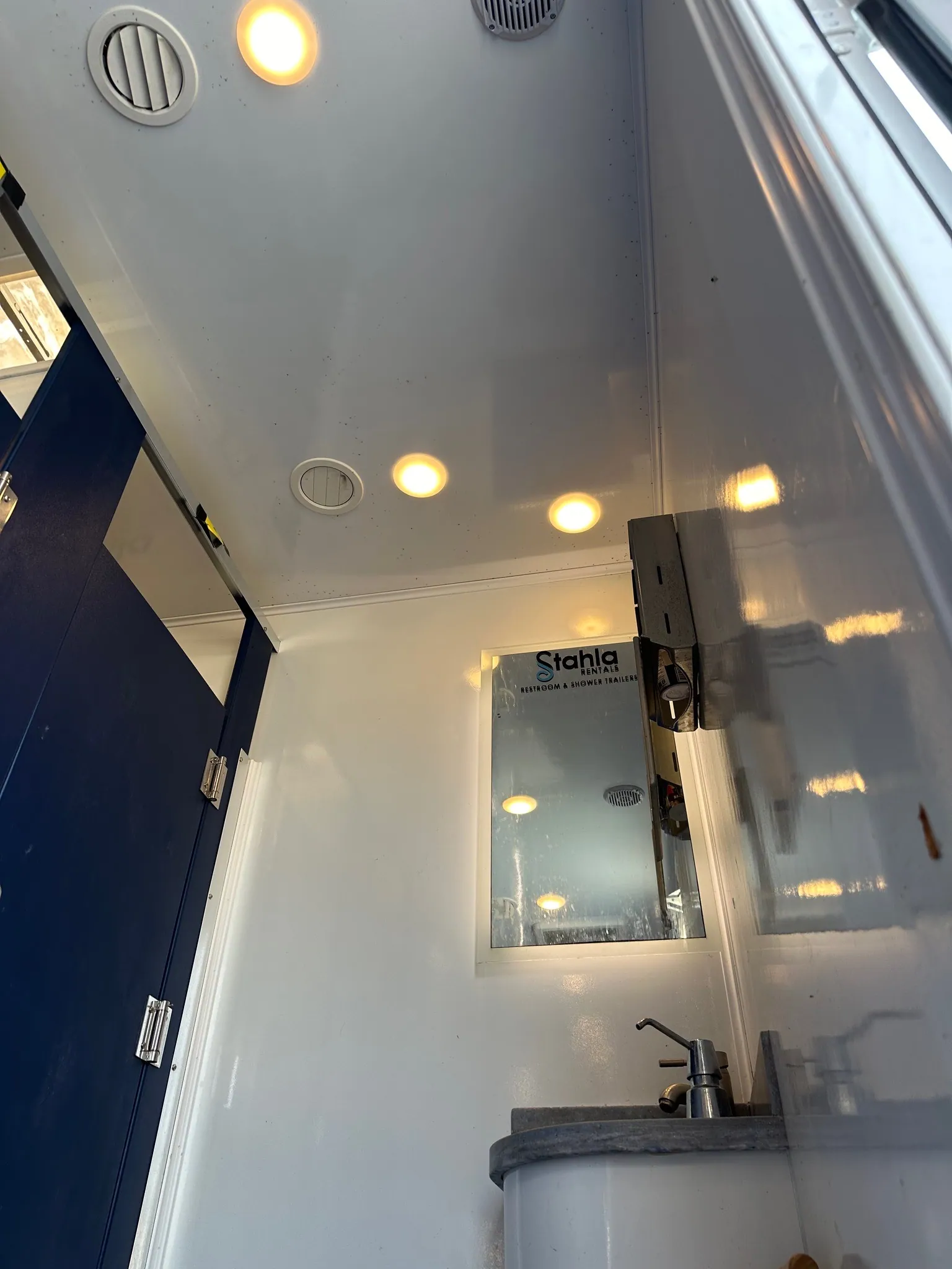 Restroom & shower combo trailer interior — Stahla Services